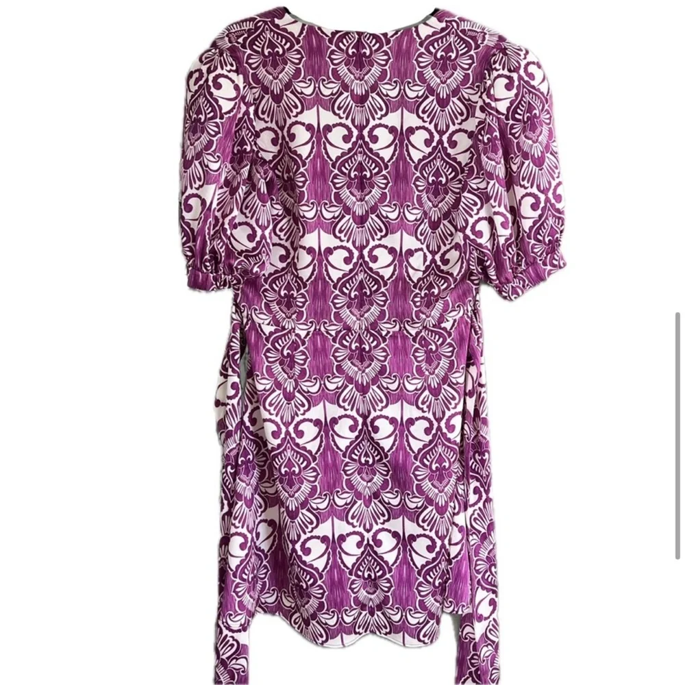 ALEXIS Bardot Mini Wrap Dress in Mulberry Palm - Picture 5 of 8